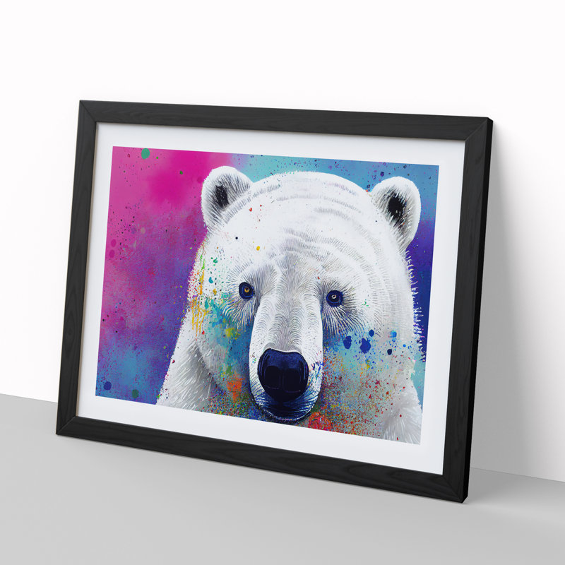 Polar Bear Splash Vol.1 Abstract - Single Picture Frame Painting, Black, 34cm H x 46cm W x 2cm D