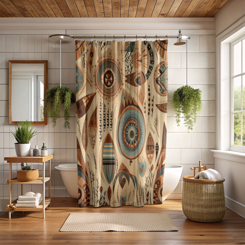 Rideau de douche Rustic Boho - Premium, H 74 po x l 71 po