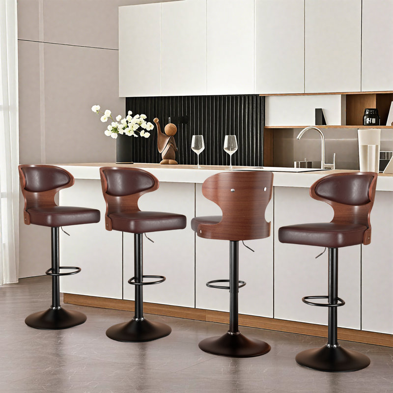 Bois moderne - Tabourets de bar réglables d'appoint, Brun
