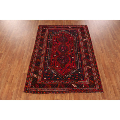 Tapis traditionnel tribal en laine rouge 5 x 6