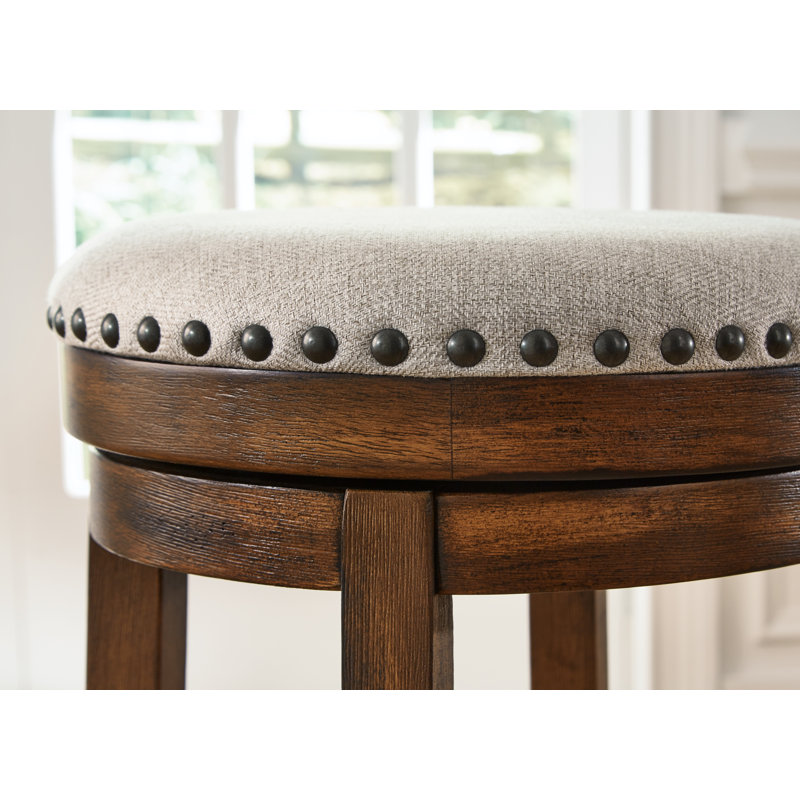 Marlar Swivel Upholstered Counter Stool with Solid Wood Frame, 24