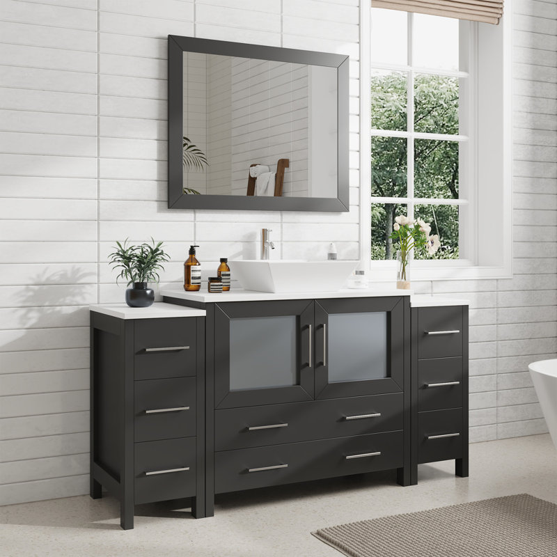  Ensemble de meuble-lavabo simple 60 "avec miroir 60", Espresso