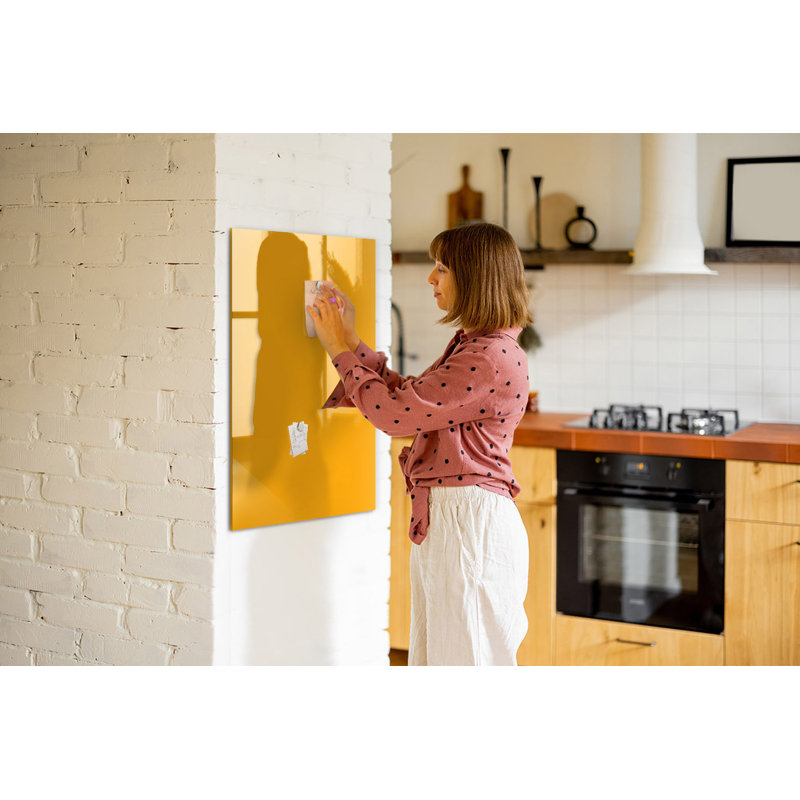 Magnetic Glass Dry Erase Board, Golden Yellow
