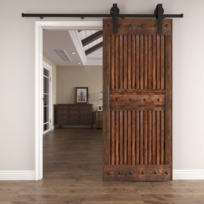 36'' x 84'' Solid Wood Louvered Painted without Installation Hardware Kit Barn Door