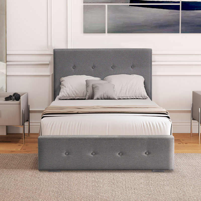 Delvin Upholstered Ottoman Storage Bed, Single (3'), Grey