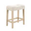 Table de bar 4 pièces avec prises et chargeurs, 3 tabourets rembourrés en chêne, placement derrière, surface en imitation bois, assises confortables en chêne, type C, assises en lin respirant, revêtement en caoutchouc