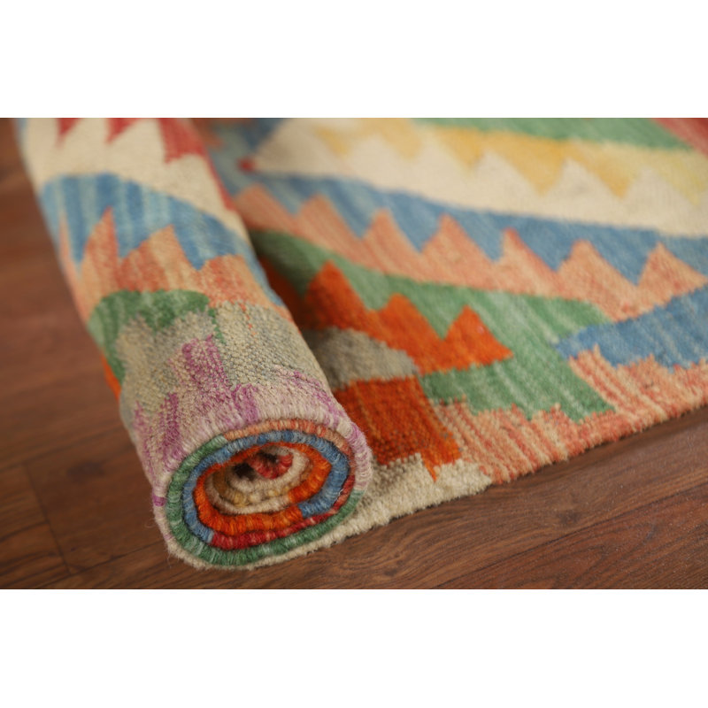 Tapis oriental réversible en laine Kilim 3 x 5
