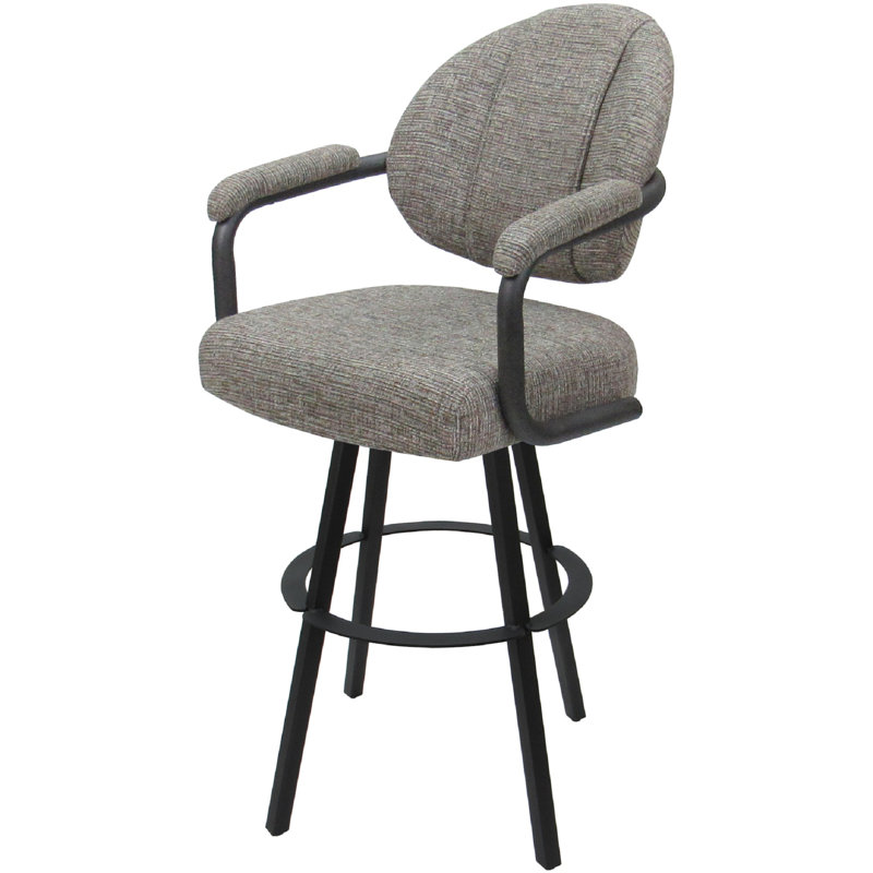 Swivel Upholstered Counter Stool with Metal Frame, Tan Polyester Blend/Gray Frame