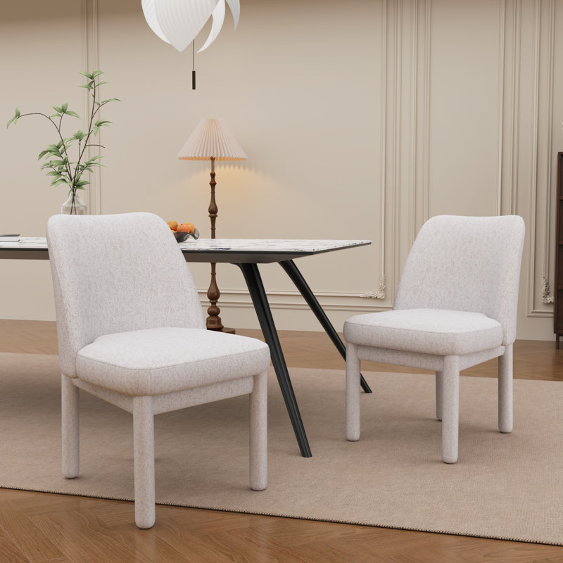 Chaise d'appoint rembourrée (ensemble de 2), Beige, Beige