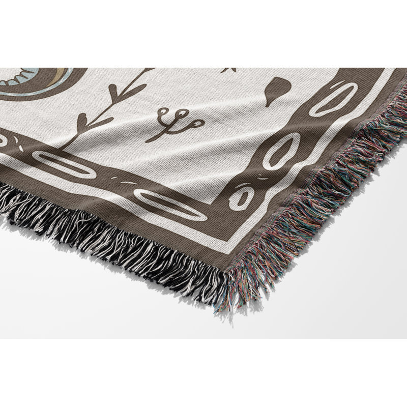 Jeté en mélange de coton Amiro Crocodile, Beige / Blanc cassé, L 60 po x l 60 po