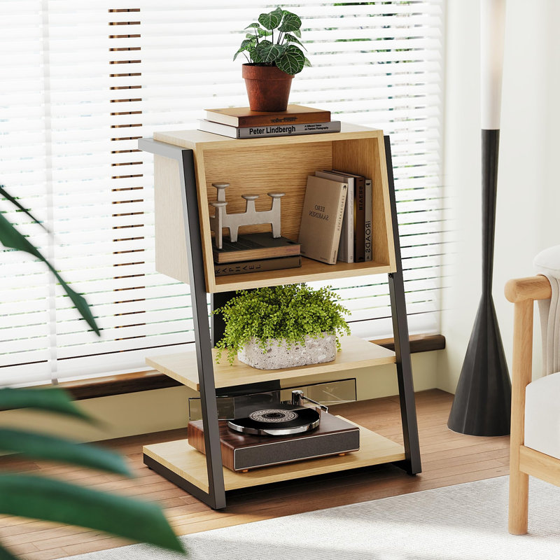 Bookshelf 4-Layer Bookcase/Storage Shelf, Suitable For Printer Stand, Hi-Fi Stand, Record Player Stand, Yellow