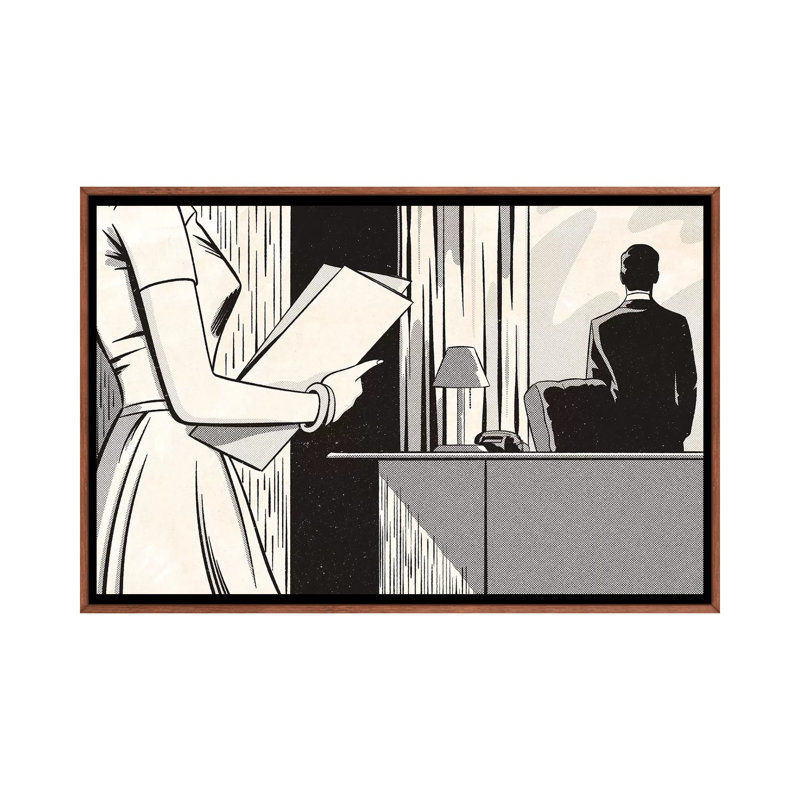 Noir Office by Joseph McDermott - Print on Canvas, Classic Brown Wood Framed, 66.04 cm H x 45.72 cm W