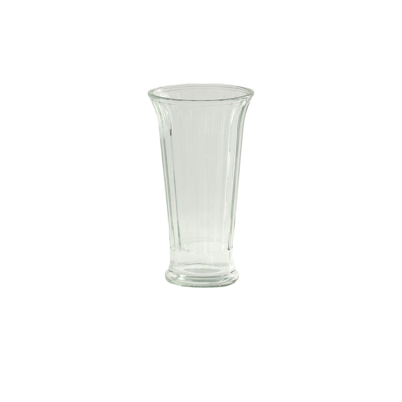 Machine Made Ribbed Glass Vase Clear-10.50''H