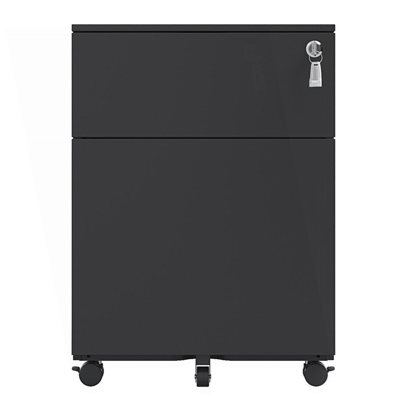 Accent Cabinet, 2 Drawer Mobile File Cabinet With Lock Steel, File Cabinet, Black
