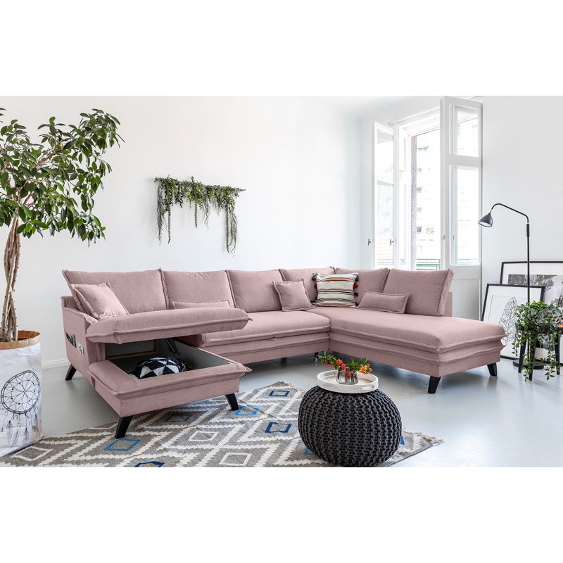 Charming Charlie Upholstered Corner Sofa, Right Hand Facing, Powder Rose