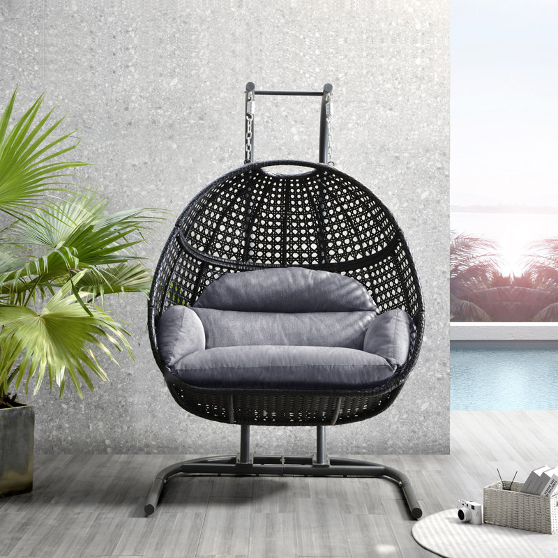 Balancelle double avec support Tallulah, Gris, Gris, 52.2