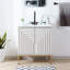 Rowan l 30 po x P 18 po x H 33 po. Armoire de salle de bain géométrique moderne à fermeture douce à 2 tablettes seulement (lavabo non inclus), blanc-113431545