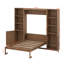 Grand lit escamotable horizontal avec tablettes et armoires de rangement, lit plateforme dissimulé avec tête de lit