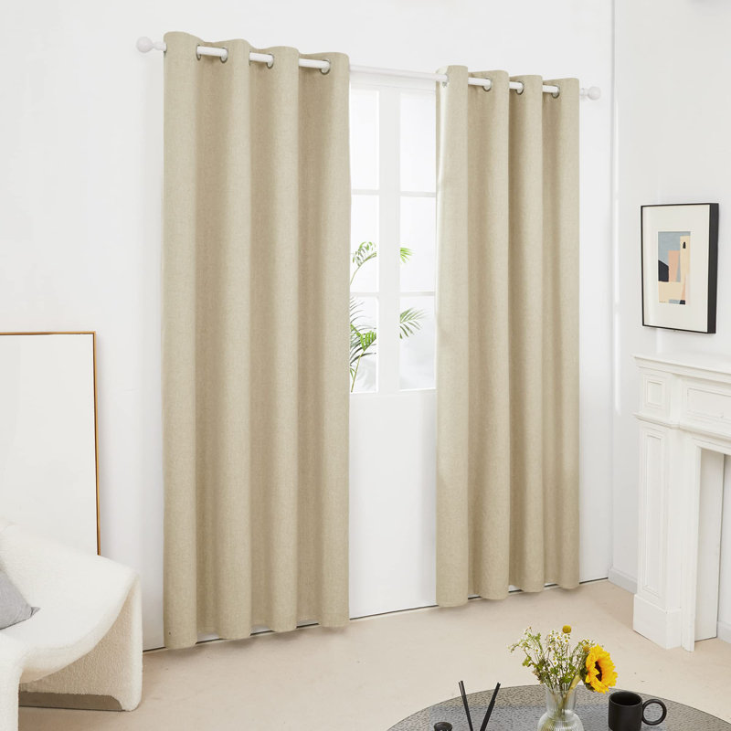 Lythrodontas Faux Linen Total Blackout Curtain Panels, Teal, 52" W x 54" H
