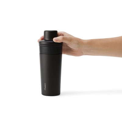 Rabbit Wine 18 Oz Stainless Steel Cocktail Shaker, Multi-Use Stainless Steel Topper With 1.5 Oz Jigger Cap And Strainer, Black