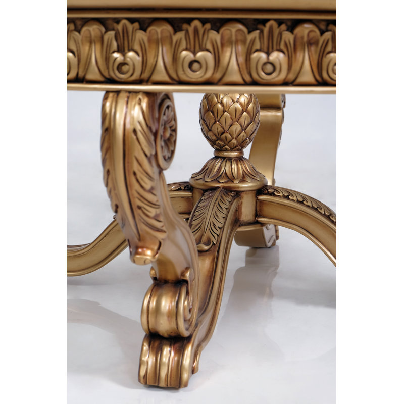 Carlotta Glass Coffee Table, Antique Gold