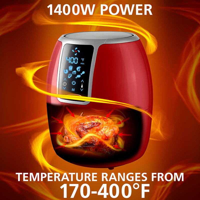 Brentwood 3.8 Qt. Electric Digital Air Fryer, Red