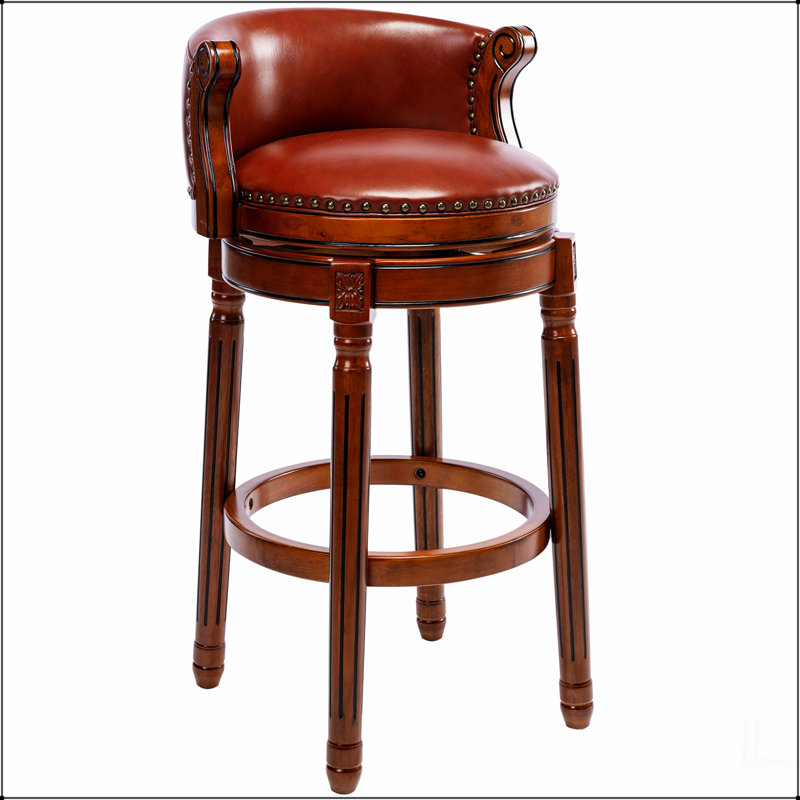 Hauteur de l'assise: tabourets de bar en bois à dessus de vache de 29,5 po, chaise pivotante à 360 degrés, Brun
