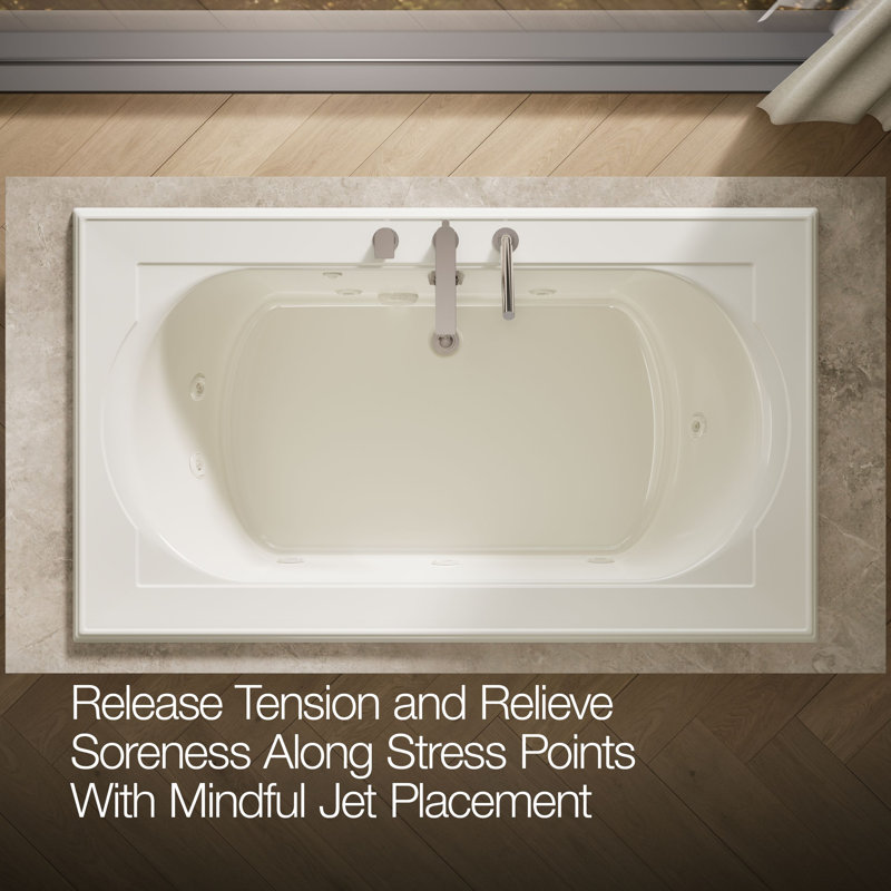 Memoirs 72-In x 42-In Whirlpool Bath, Drop-in with Center Rear Drain, Biscuit