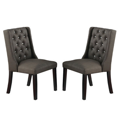 Polyfiber Upholstered Dining Chairs  2  - Button Back, Seat   Of 2  Stable Base, Design