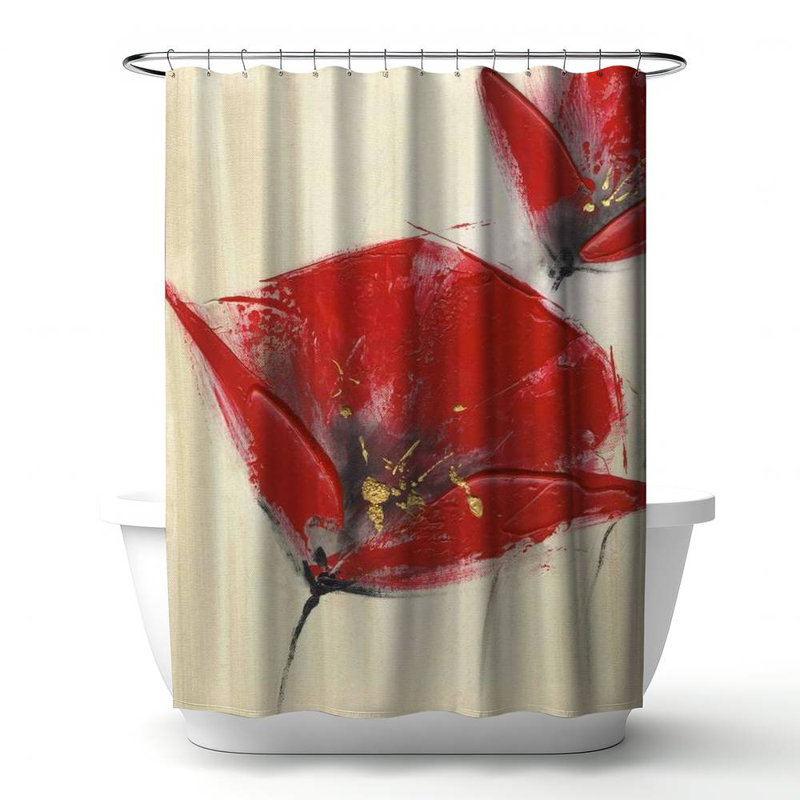 Floral – Polyester Shower Curtain, Dye Sublimation Print, 71" W × 74" L