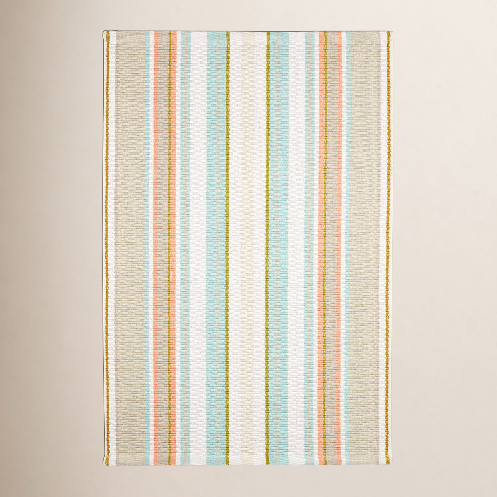 Daphne Stripe Sky Handwoven Cotton Rug, Runner 2'6" x 8'