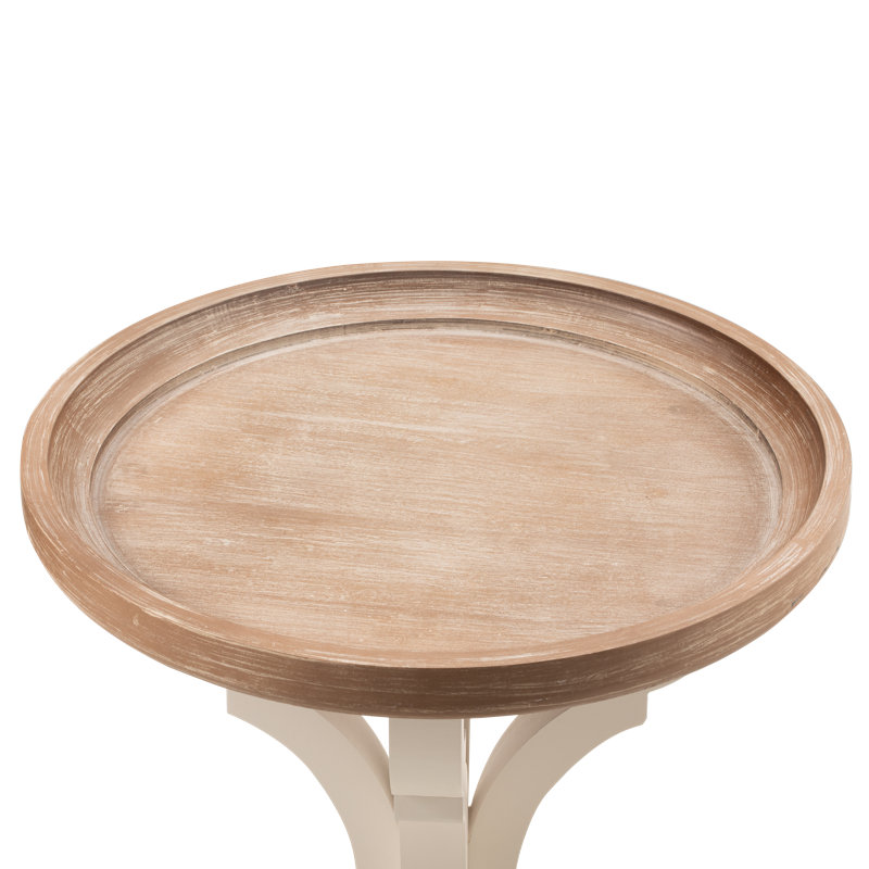 Natural Wood Tray Top End Table Set with Curved Legs