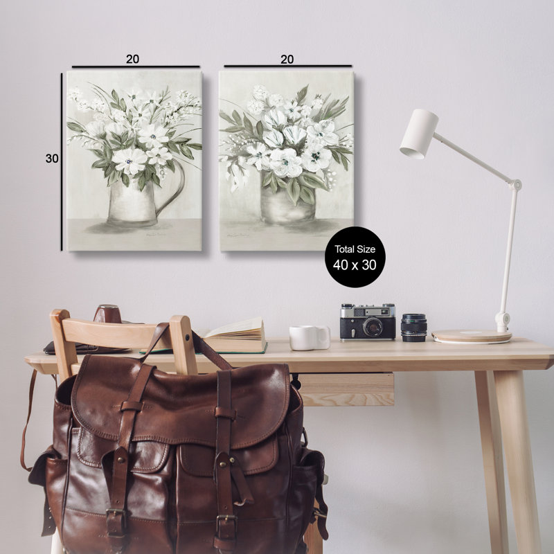 Ensemble d'art mural sur toile 2 pièces Country Vases with Bouquets par Marilyn Dunlap, H 30 po x l 20 po