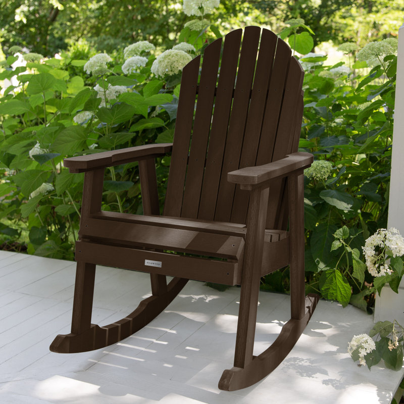 Hamilton Recycled Plastic Adirondack Rocking Chair, Weathered Acorn