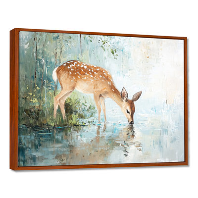 Deer By The River IV - Deer Canvas Print