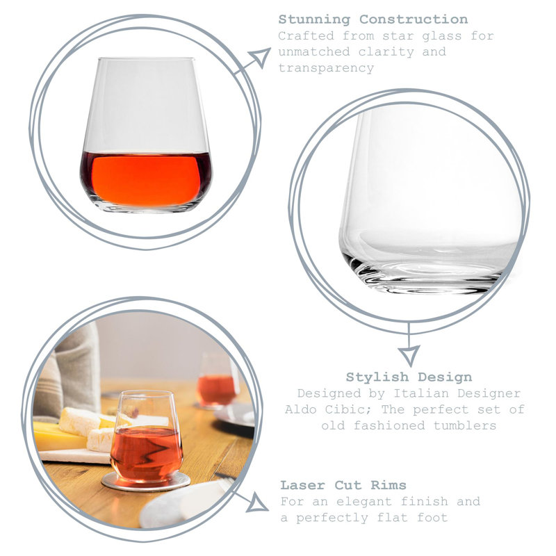Inalto Uno Stemless Wine Glasses, 24, 350ml