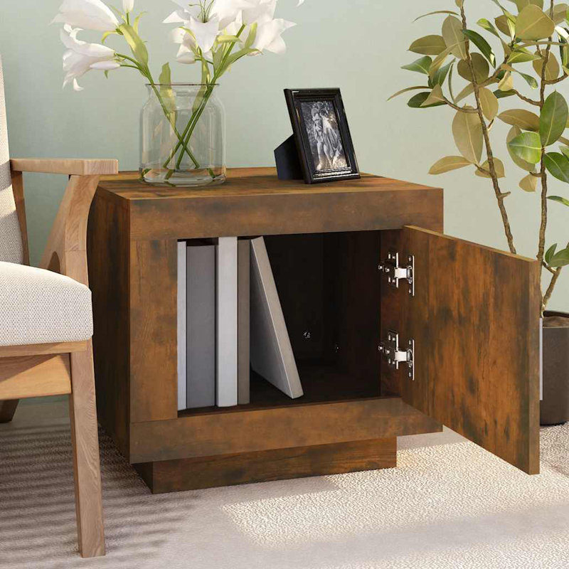 Jahna Solid Coffee Table with Storage, Smoked Oak