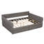 Grand lit plateforme tapissier avec ports USB, 2 tiroirs de rangement, revêtement en laine d'agneau, sans sommier, gris-129458473