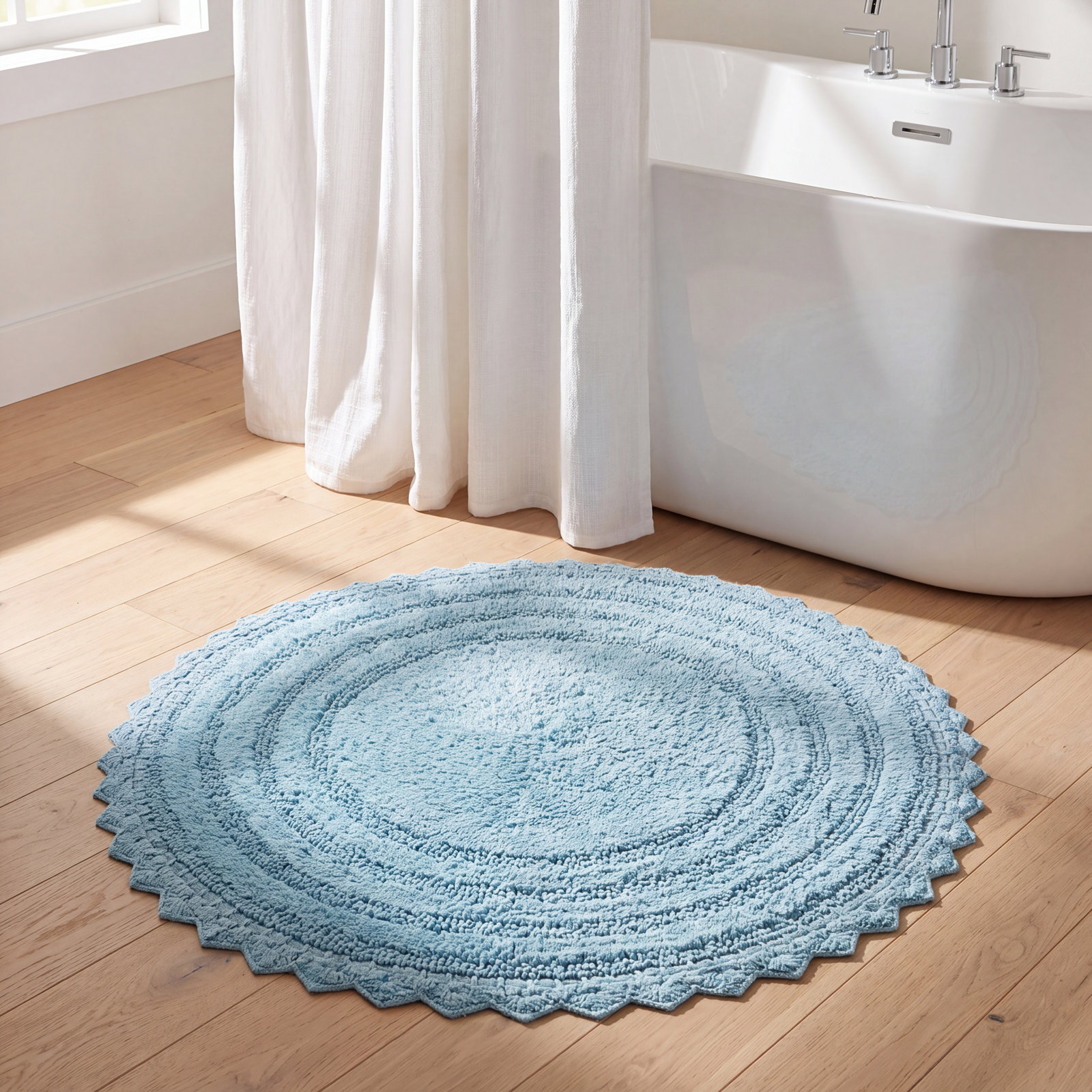 Lisk Circle Cotton Bath Rug, Cameo Blue
