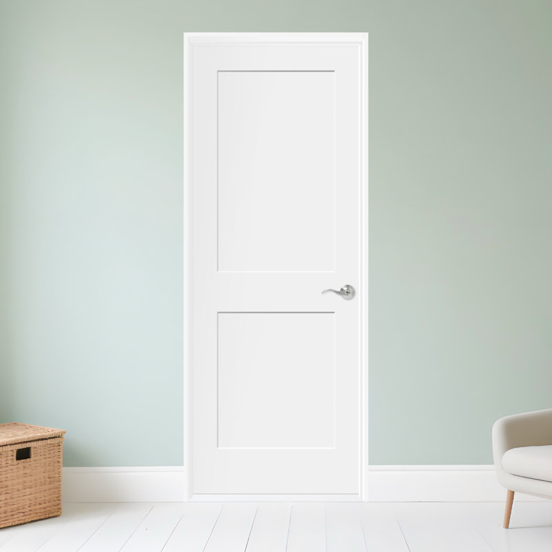 Porte intérieure standard en bois massif apprêté à 2 panneaux sans trou, 30 po x 80 po