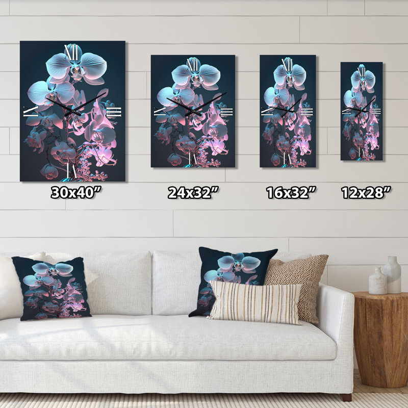 Jawdat - Horloges murales orchidées florales, Grand