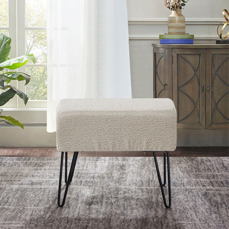 Niotaze Upholstered Ottoman, Light Gray