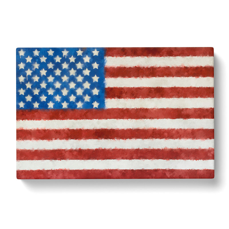 Painted American Flag - Wrapped Canvas Painting, 40cm H x 60cm W x 3cm D