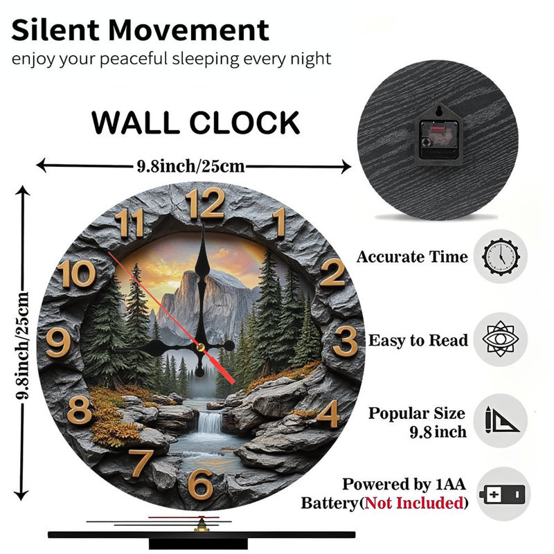 Yosemite Waterfall Mountain Landscape Wall Clock