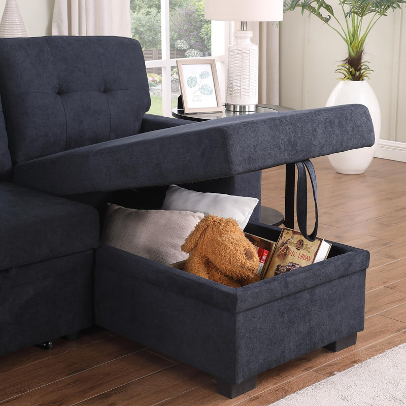 Canapé-lit modulaire réversible en tissu tissé, Tissu gris foncé
