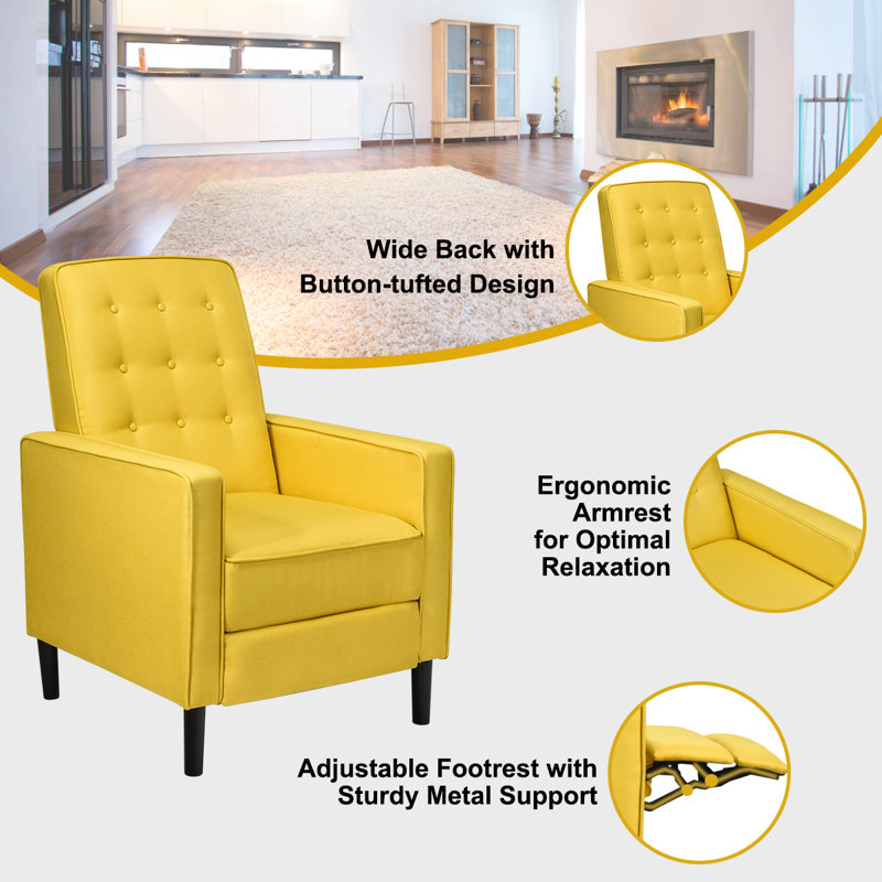 Kniyah 69cm Wide Standard Recliner, Yellow
