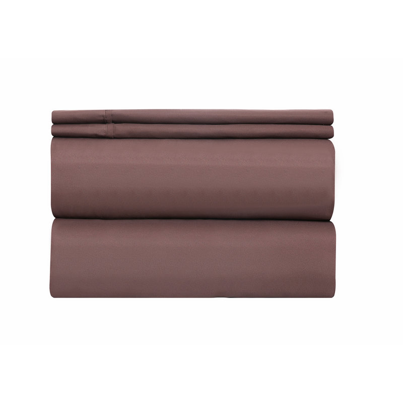 Microfiber Sheet Set, Brown, Queen Sheet Set with 2 Pillowcases