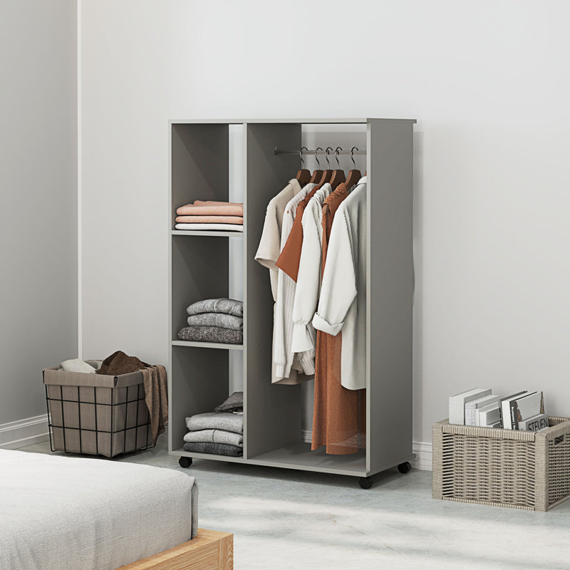 80cm Adjustable Portable Wardrobe, Grey