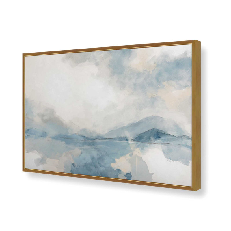 Misty Blue Reflections Print, Polished Gold, 25.25" H x 37.25" W