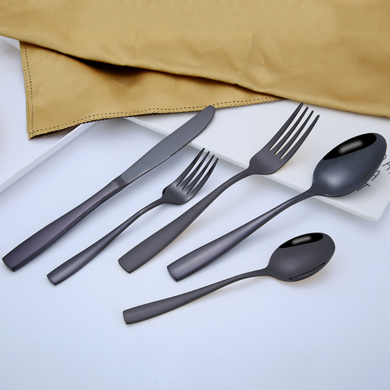 Latitude Run® Chassia Stainless Steel Flatware Set - Service for 6, Black